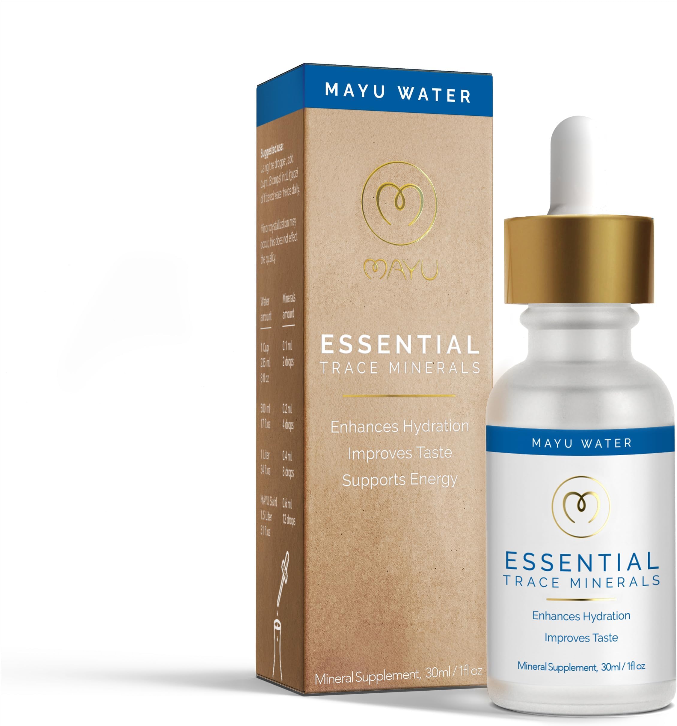 MAYU Trace Mineral Drops - 1 Bottle - 80+ Full-Spectrum Ionic Minerals for Water - Great-Tasting Mineral Supplement for Hydration - Magnesium, Potassium & Zinc - No Additives - 30 Servings