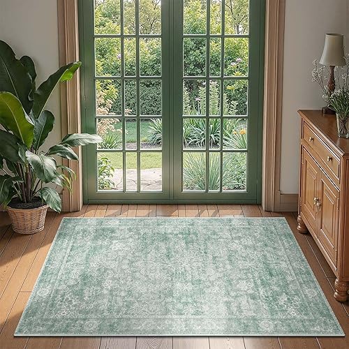 Miniatura 131 de jinchan Tapete de pasillo o cocina lavable, de época, reverso de hule antideslizante, ultradelgado, floral, para dormitorio, baño, lavandería y sala