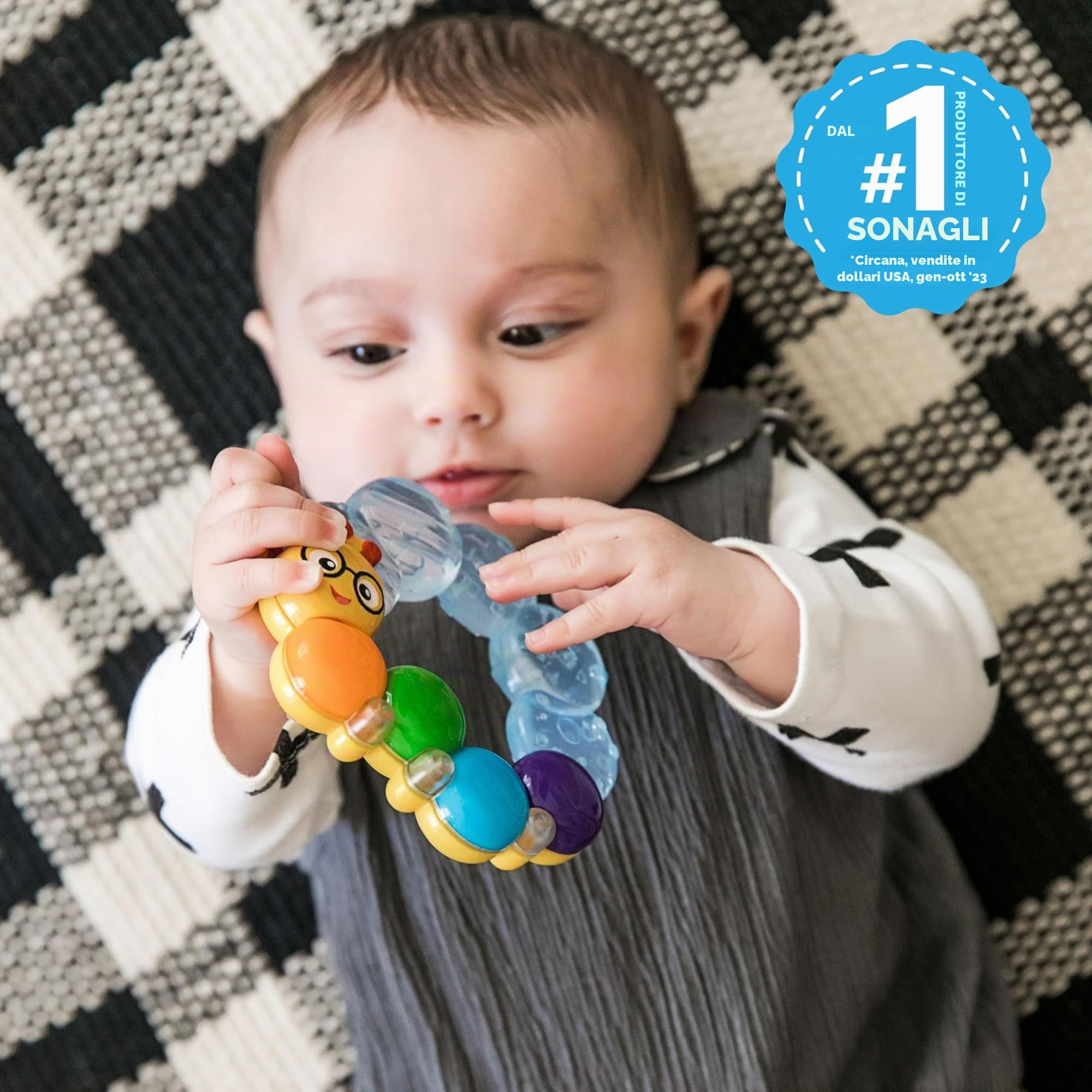 Baby Einstein Massaggiagengive e Sonaglio Giocattolo da dentizione 3 Mesi +
