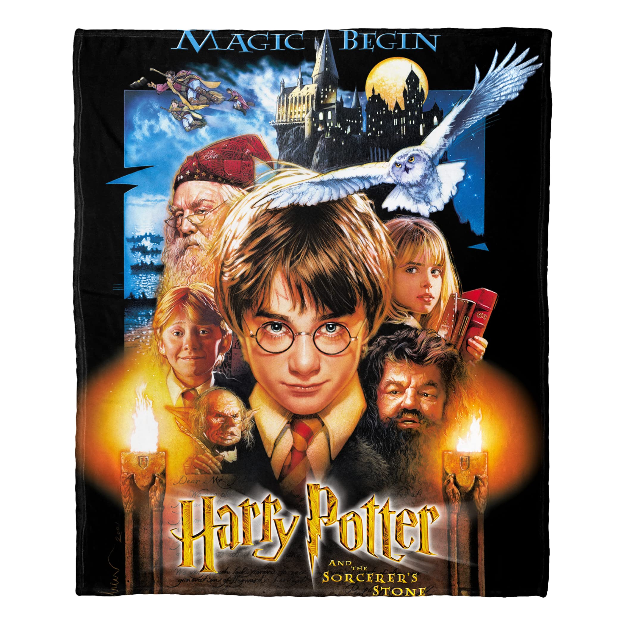 Couverture Harry Potter tissu toucher soie premium motif Sorceres Stone