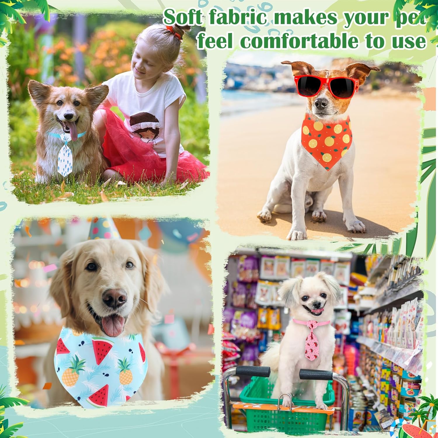 Reginary 108 Pcs Dog Bandanas and Neckties Bulk Summer Adjustable Washable Pet Scarf Bib Set for Large Medium Small Dogs, Pet Kerchief Grooming Costume Accessories for Parties Photoshoots