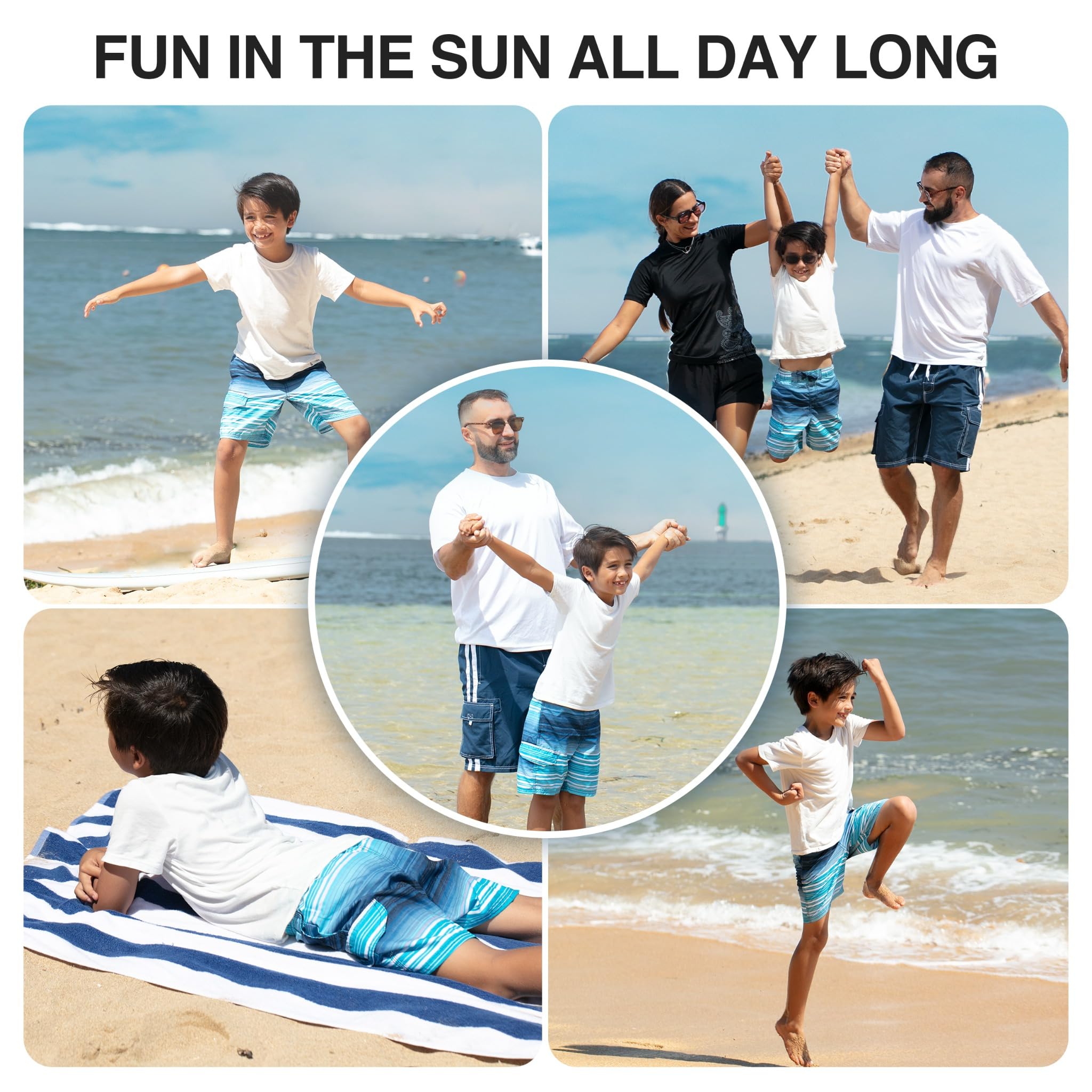 Kanu Surf Pipeline Stripe Quick Dry Beach Board Shorts Swim Trunk Baador para Hombre Niños