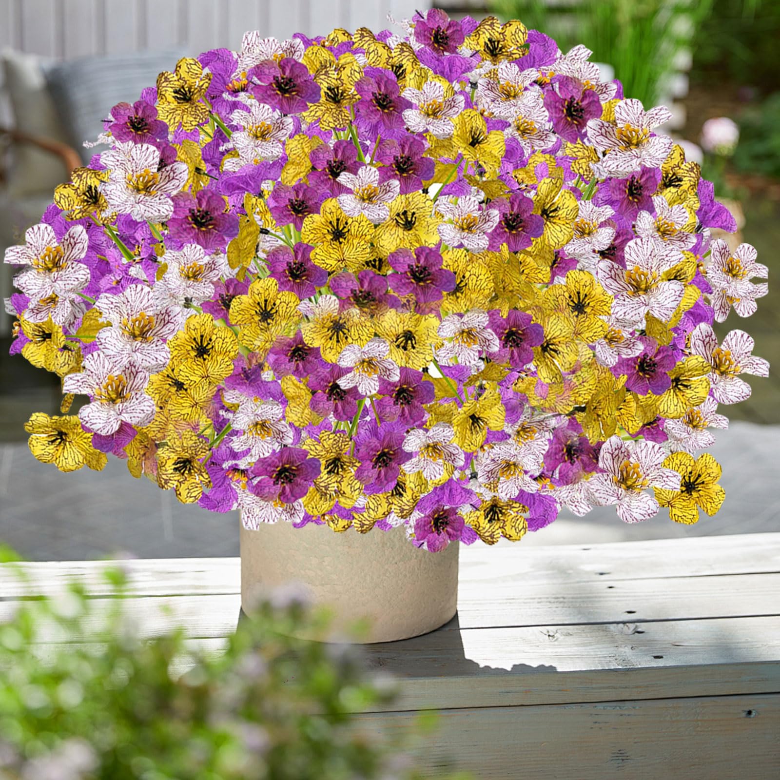Fiori Finti 1 Fasci Margherite Artificiali All'aperto Fiori Finti Arbusti Resistenti Ai Raggi UV, Piante Pendenti Portico Del Giardino Casa Matrimonio Decorazione Della Fattoria Decorazione Di Fiori A