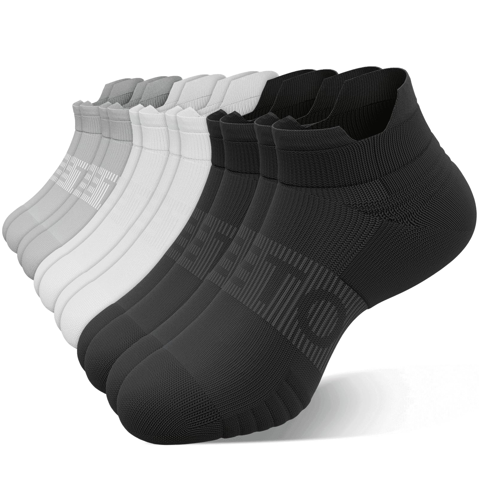 easetoe 6 Pairs Ankle Compression Socks Men Women 15-20mmHg Cushioned Low Cut Athletic Arch Support Travel Plantar Fasciitis