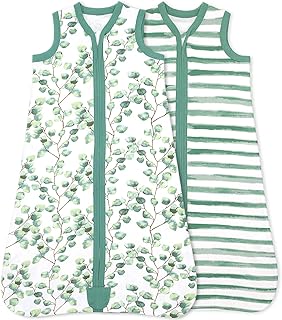 Bublo Baby Baby Wearable Blanket, Cotton Sleep Sacks for 6-12 Months, 2 Pack Unisex Sleeping Bag Sack, Medium Size, 2-Way Zipper, 0.5 Tog Breathable Cotton