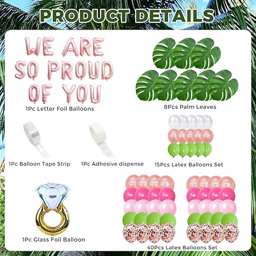 Miniatura 2 de Globos con texto en inglés We Are So Proud Of You para playa, tropical, hawaiano, Aloha Luau, decoraciones para fiestas de graduación, clase de