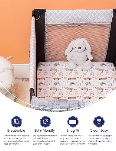 Miniatura 4 de TotAha Sábanas elásticas de primera calidad para cuna (paquete de 2), hipoalergénicas, cómodas y sedosas, suaves como la mantequilla, efecto