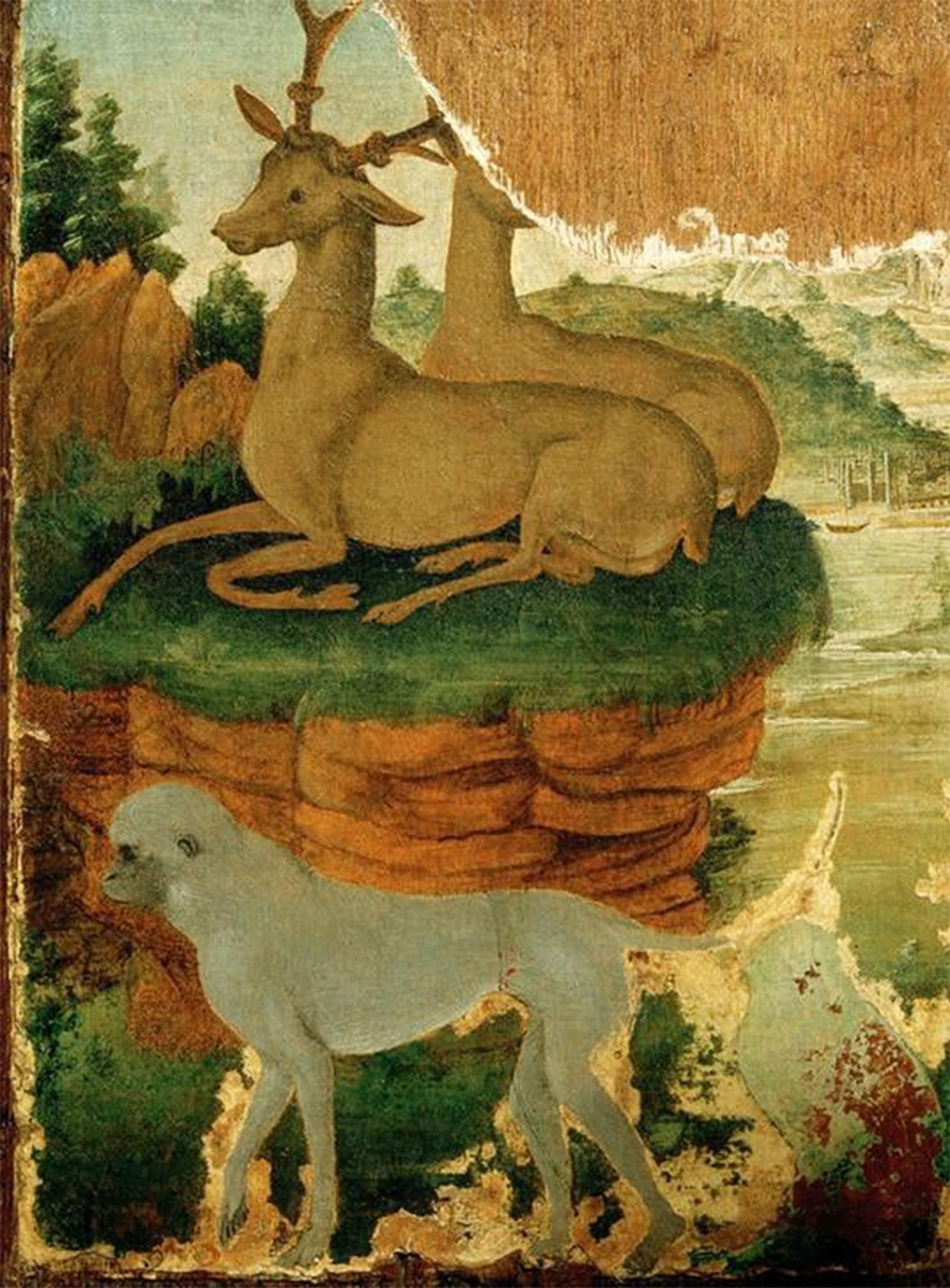 ARTXLXXBN Famous Print Painting Colorful Art Print Landscape with roebucks and monkeys by Sandro Botticelli Canvas Art Decorations for Home Decor 60x90cm