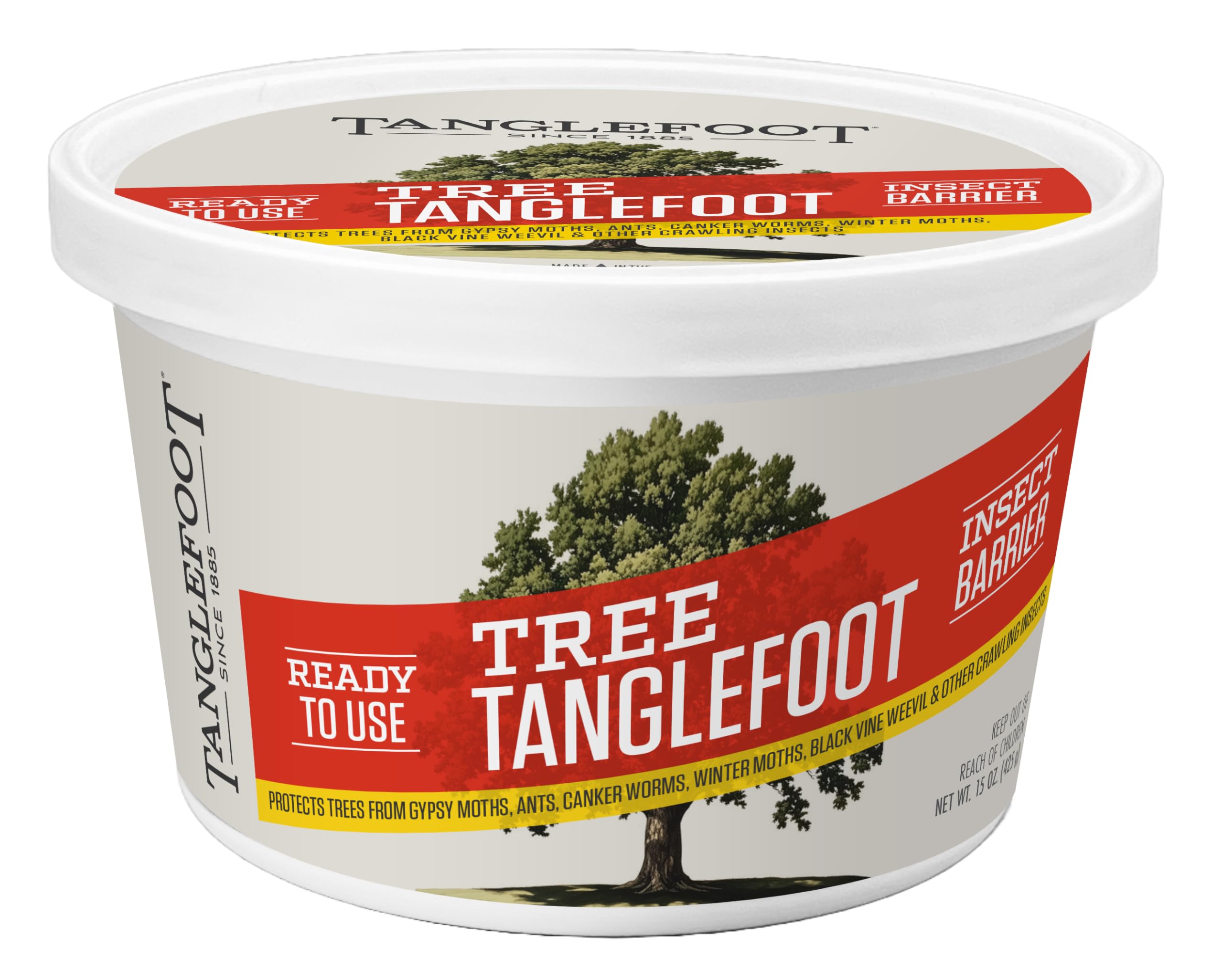 Tree Tanglefoot Tree Banding Gum – 15oz Sticky Coating for Tree Wraps – Long-Lasting, Non-Drying Adhesive Barrier Formula – Weather-Resistant, Made in USA