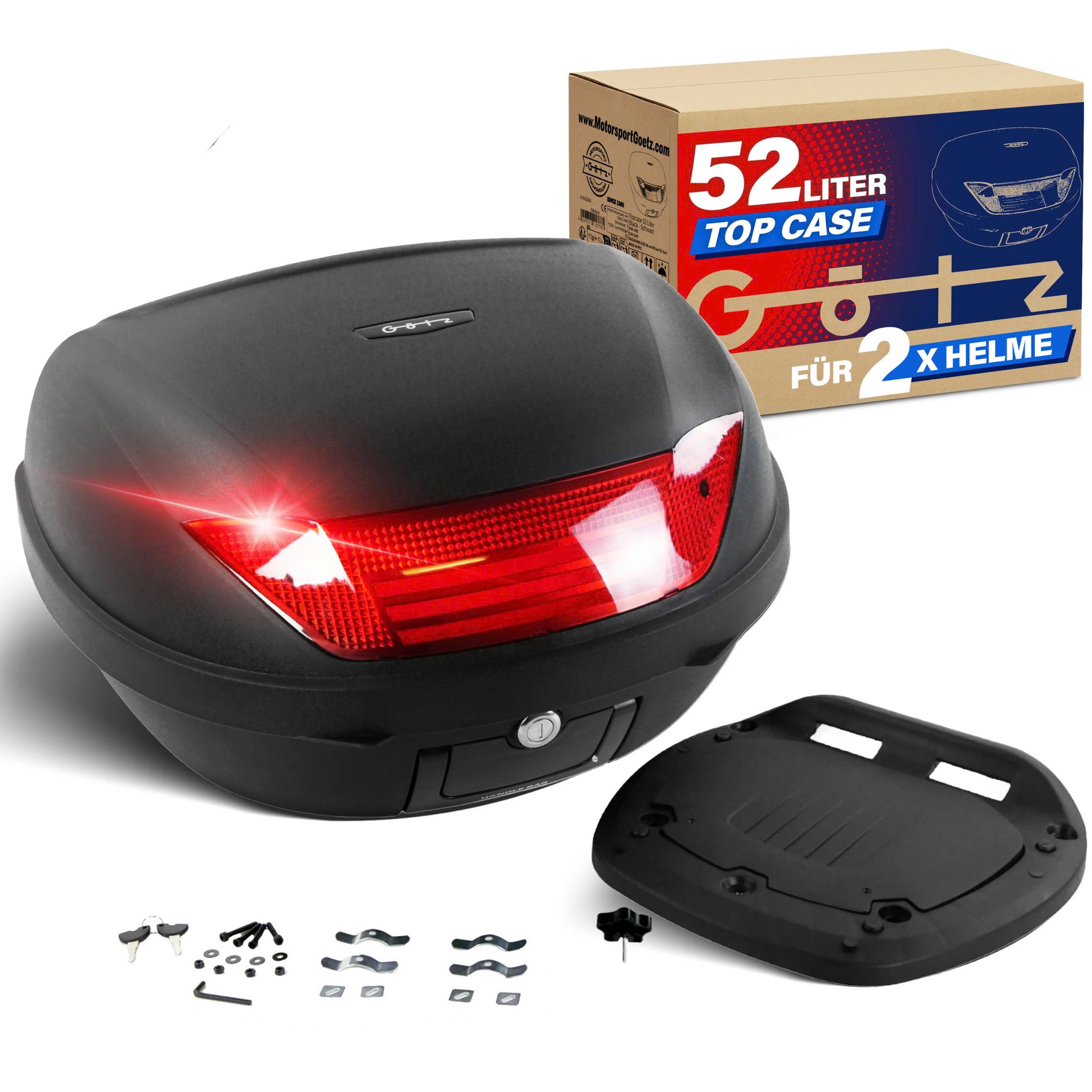 Götz Topcase XXL Motorradkoffer passend 2 Helme Top case 52L Roller Motorrad Quad