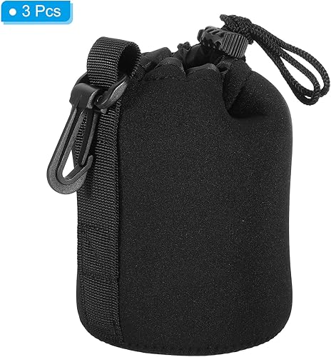 Miniatura 3 de PATIKIL Bolsa para lente de cámara, 3 unidades de 3.3 pulgadas de identificación x 5.5 pulgadas de alto con cordón de protección gruesa de neopreno,