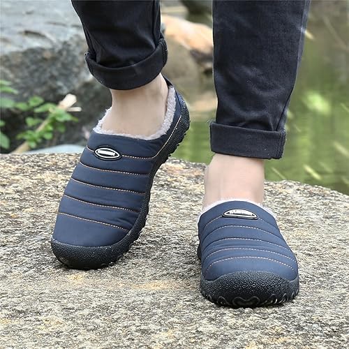 Miniatura 6 de UBFEN - Pantuflas cálidas de invierno para hombre y mujer con forro de felpa mullida, zapatos de casa con suela de caucho antideslizante