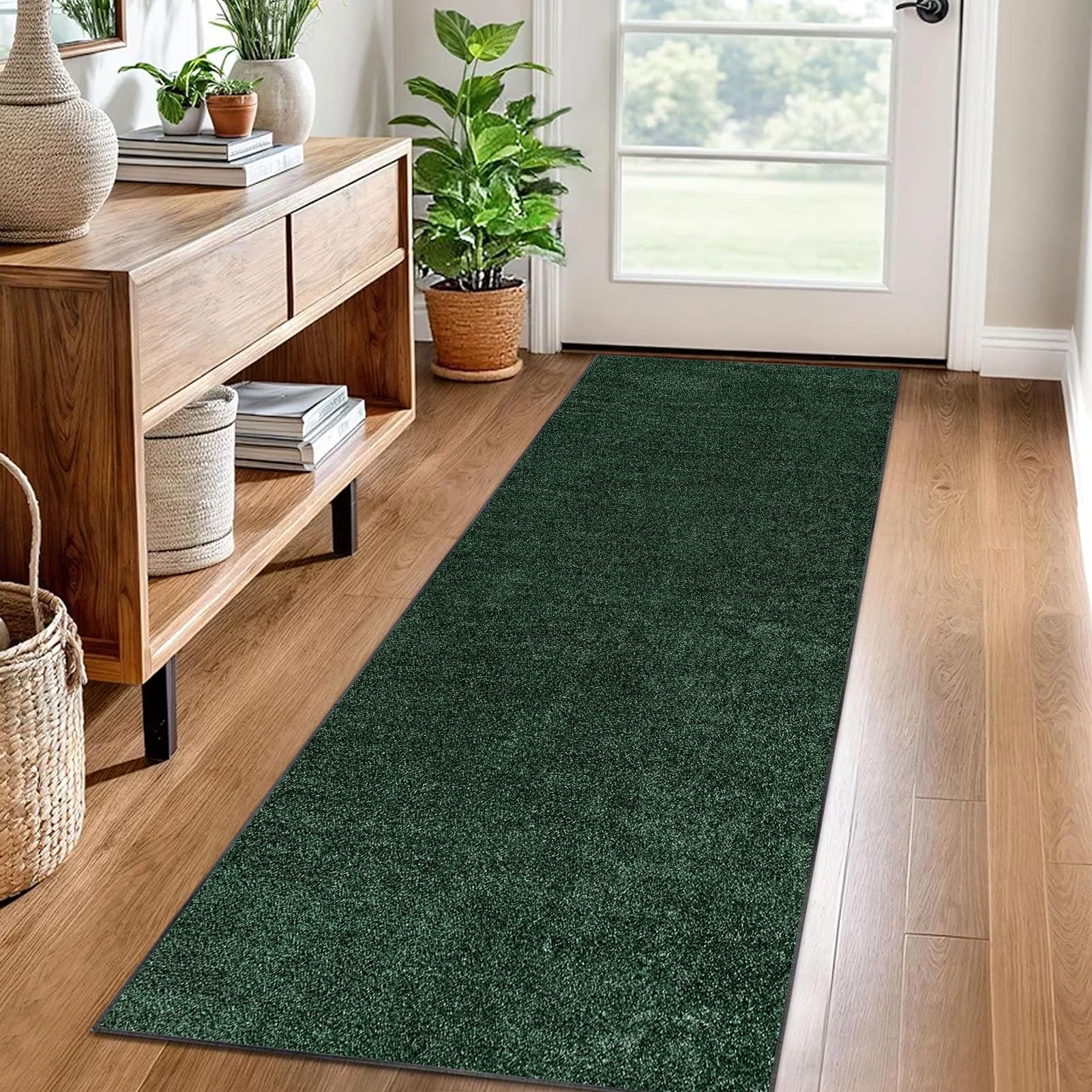 Carpet Runner for Hallway Non Slip Long 40 x 80 cm Washable Kitchen Runner Rugs for Hallway Heavy-Duty Absorbent Area Rugs Door Mats Carpet Floor Mat Hallway Runner Rug for Entryway Laundry Green