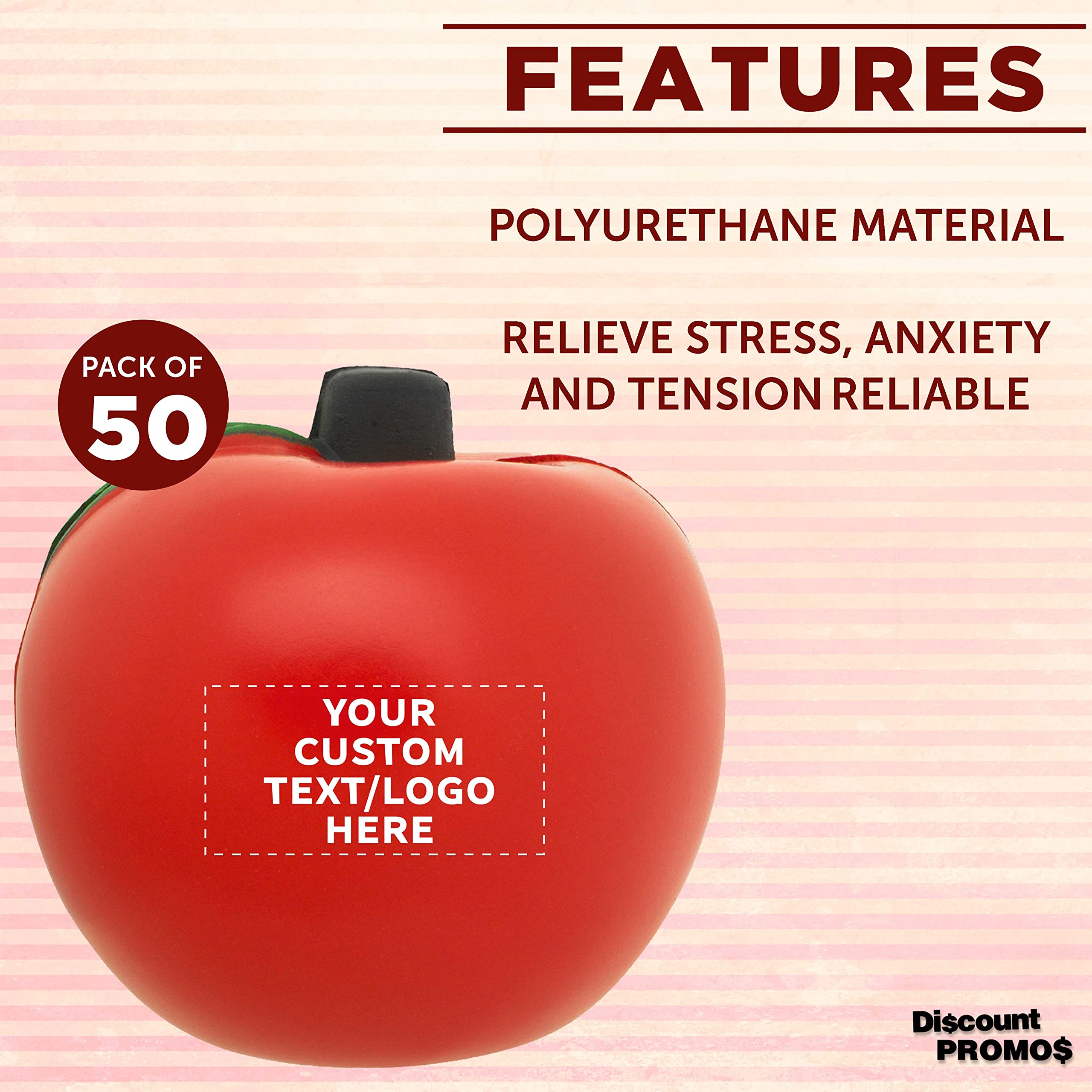 DISCOUNT PROMOS Custom Apple Shaped Squeeze Balls Set of 50, Pesonalized Bulk Pack - Perfect for Promotional Giveaways - Apple