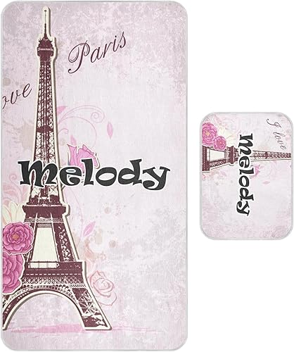 Custom Pink Roses Eiffel Tower Crib Mattress Protector Pad for Boys Girls Baby Ice Silk Mat Bed Playard Playpen Sheets Cooling Mattress Topper for