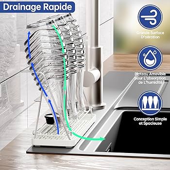 PAVSTINE Porte-Bouteille Sodastream En Acier Inoxydable 304 - Égouttoir Pliable