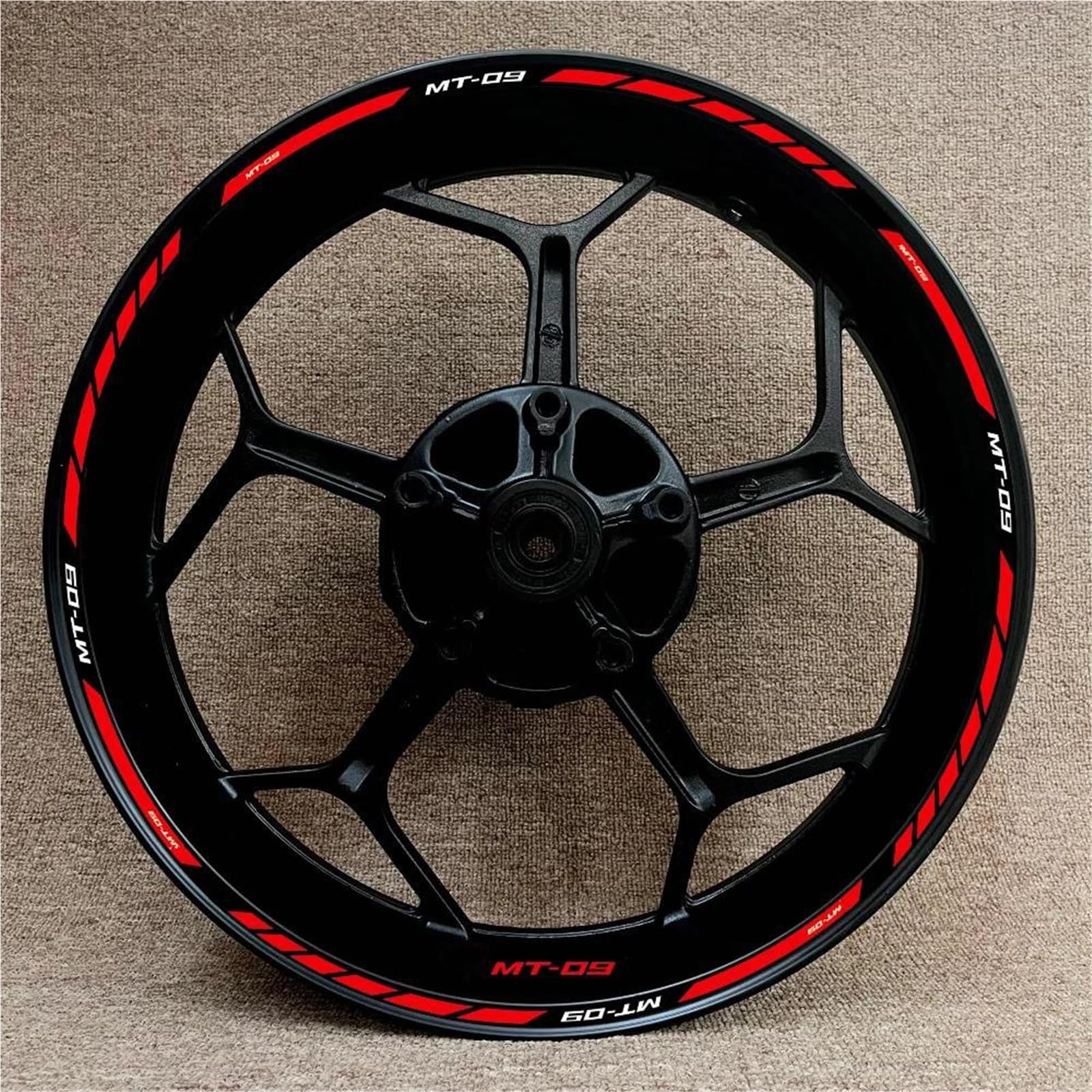 Sticker Part Motorcycle Wheel Hub Decal for Y-AMAHA MT09 Mt-09 Modified Rim Decorative Film Sticker(Black- Silver)