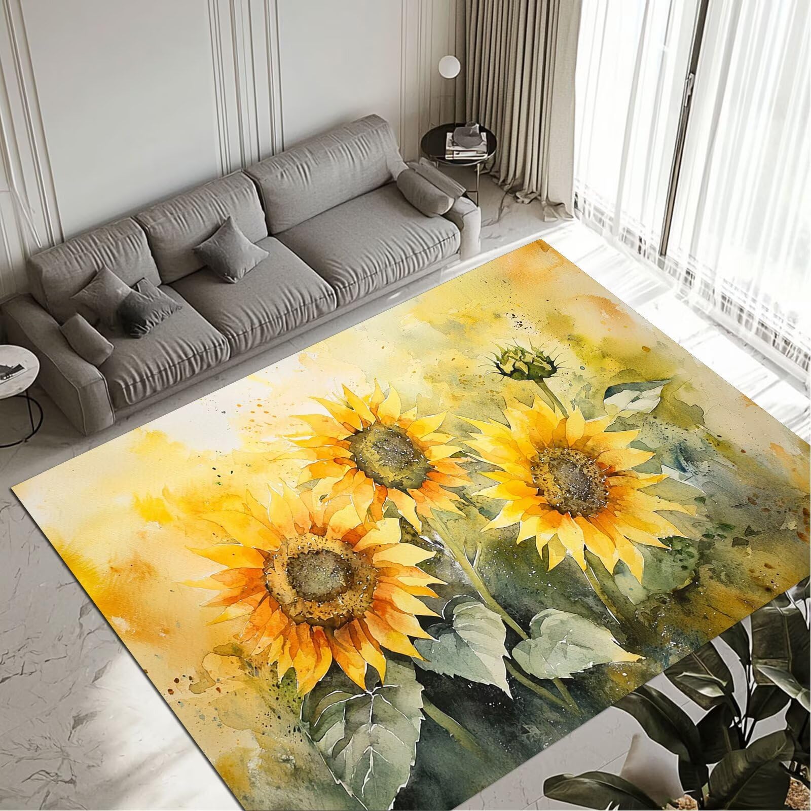 Tapis lavable anti-glisse résistant aux taches pour salon et entrée