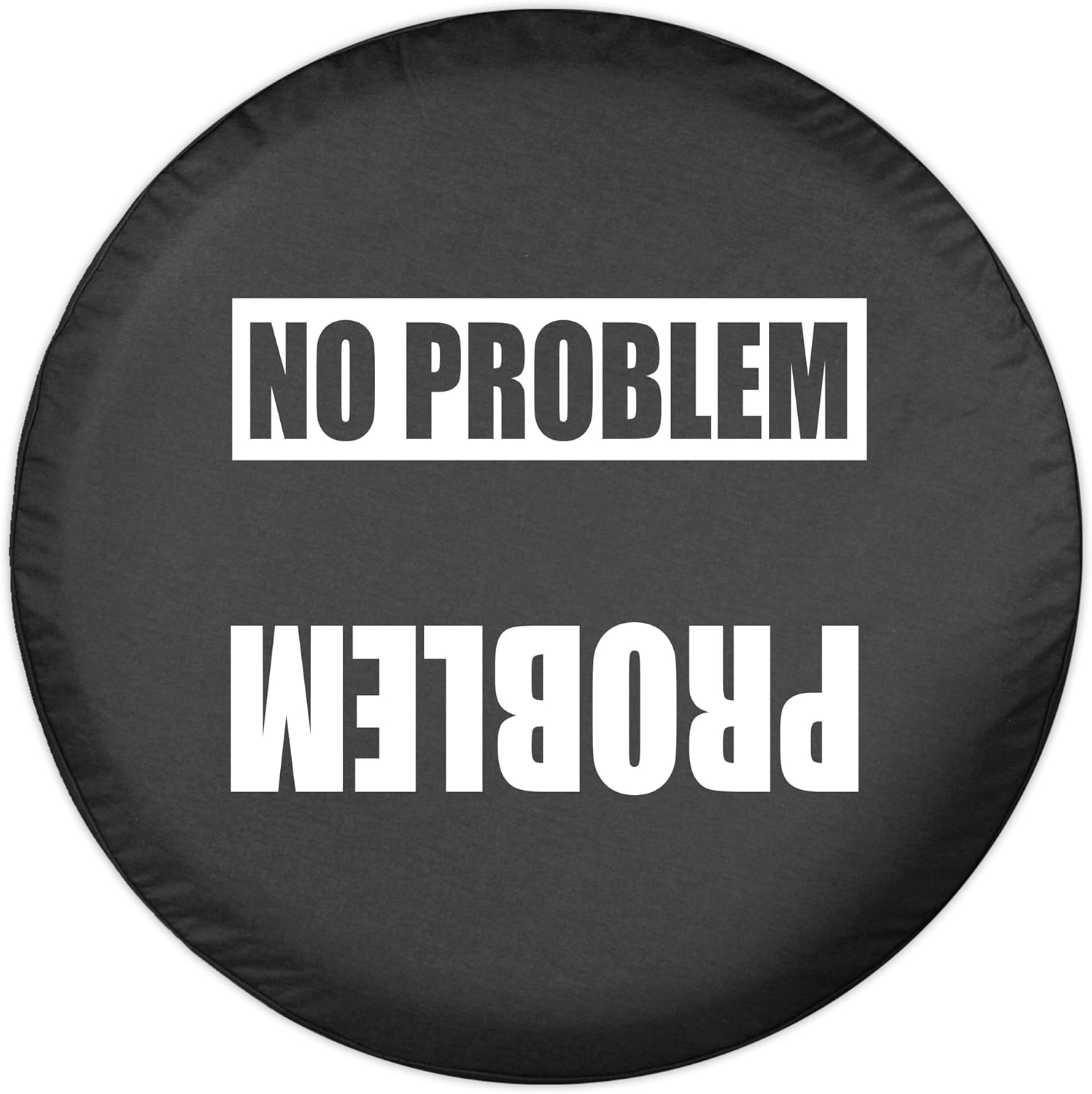 Boomerang Compatible with Jeep Wrangler JK - 35" Problem No Problem - Spare Tire Cover - (Black Denim Vinyl) - Made in The USA