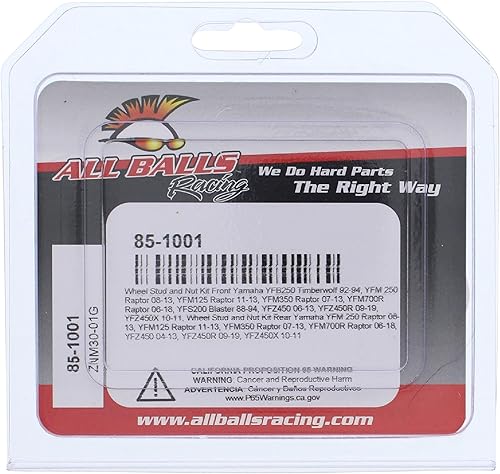 Miniatura 4 de All Balls Racing Kit de pernos y tuercas de rueda 85-1001 compatible conrepuesto para Yamaha YFB250 Timberwolf 1992-1994, YFM 250 Raptor 2008-2013,
