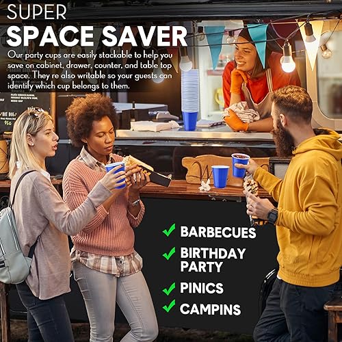 Miniatura 6 de Zopeal 200 vasos de plástico a granel desechables de 18 onzas, vasos de plástico duro para bodas, fiestas, copas de vino, bebidas elegantes, bebidas