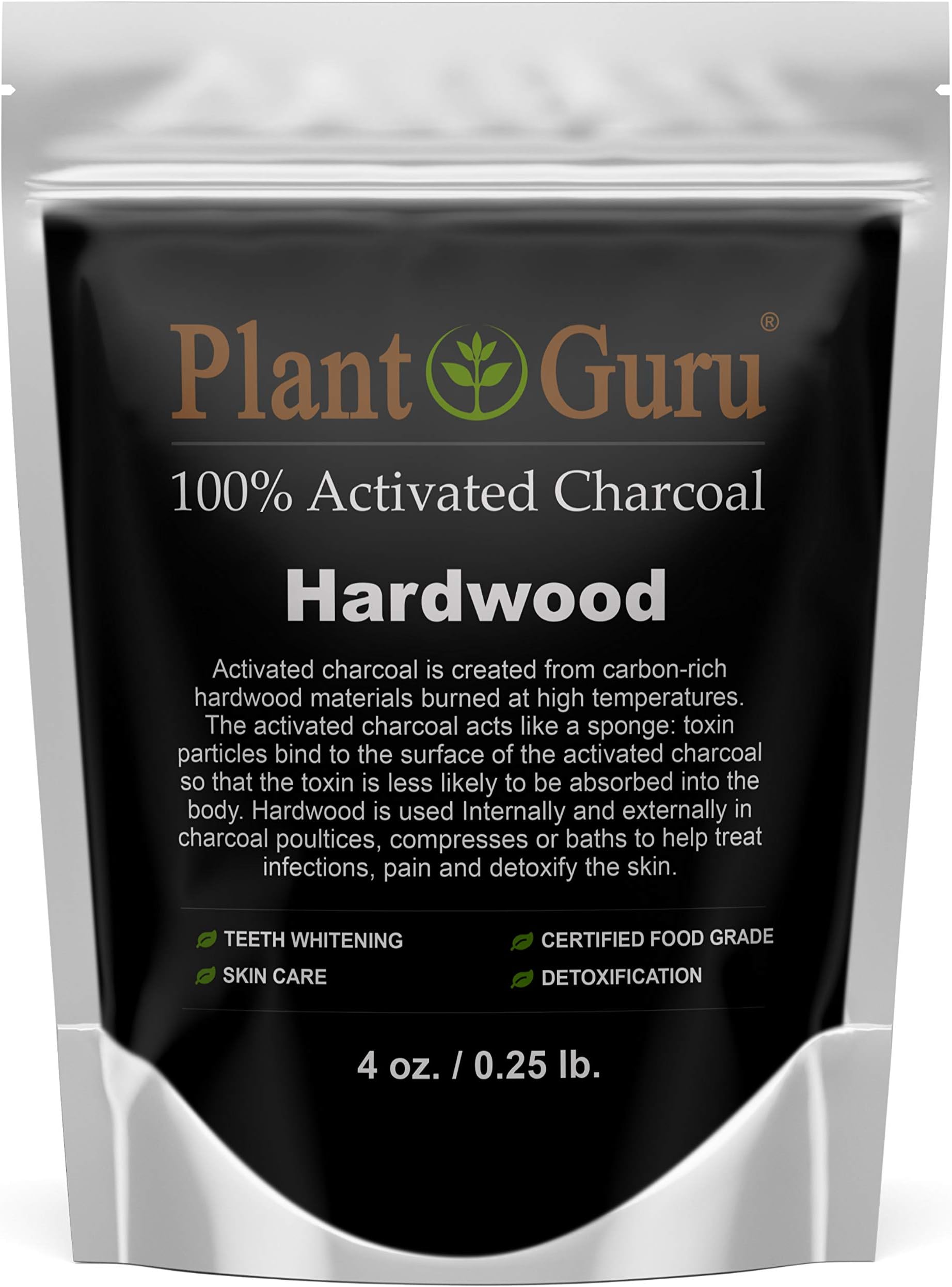 Activated Charcoal Powder 4 oz. HARDWOOD - Food Grade Kosher Non-GMO - Teeth Whitening, Facial Mask and Soap Making. Promotes Natural Detoxification and Helps Digestion