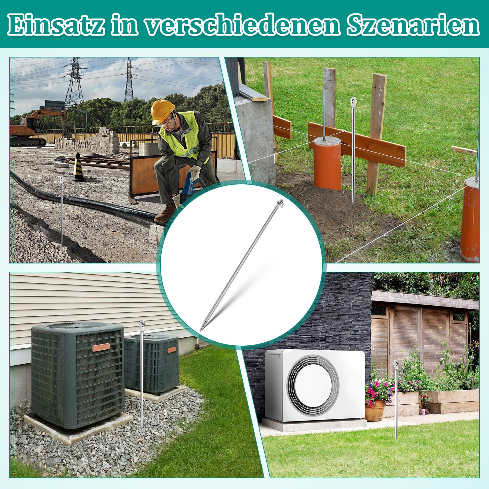 VILLCASE Erdungsstange Aus Eisen 18.90 Zoll Mit Einlochdesign Für Haus Elektrozaun Und Satellitenschüssel Sichere Elektrische Erdung