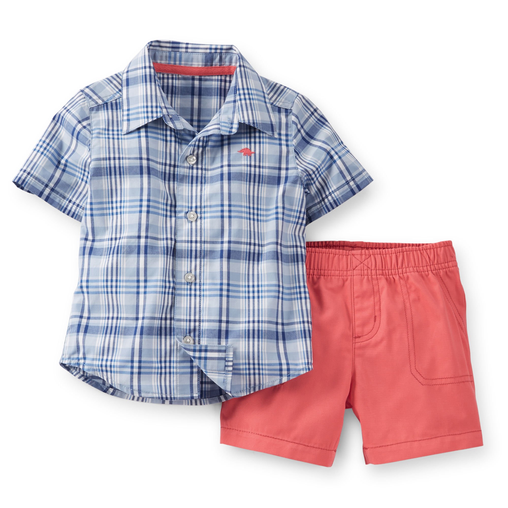 Carter's 2 Piece Canvas Short Set (Baby)-Plaid-18 Months
