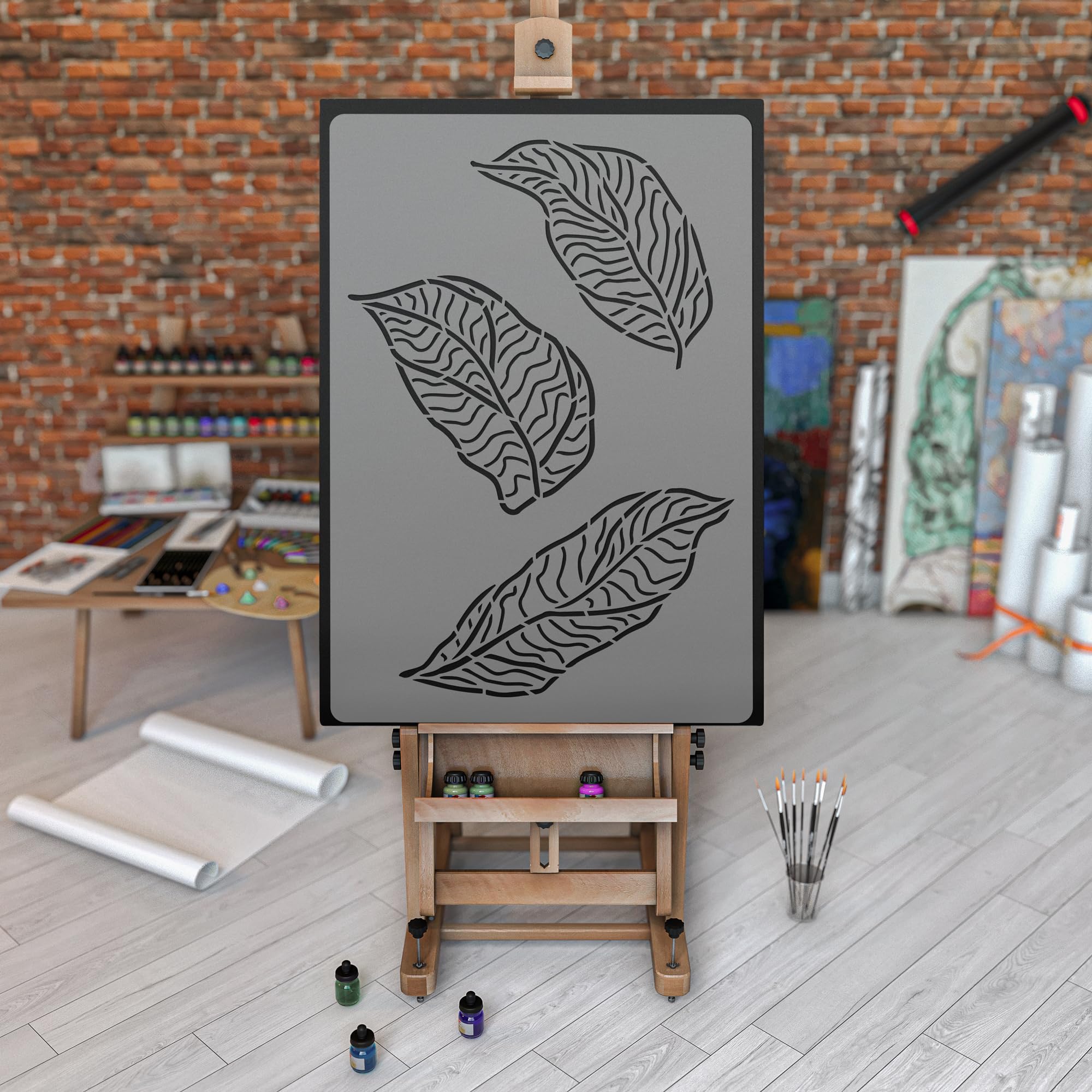 NAKLEO Large Circle Rays Geometric Wall Stencil - 23" X 37", Reusable Plastic Template For Painting - View #2