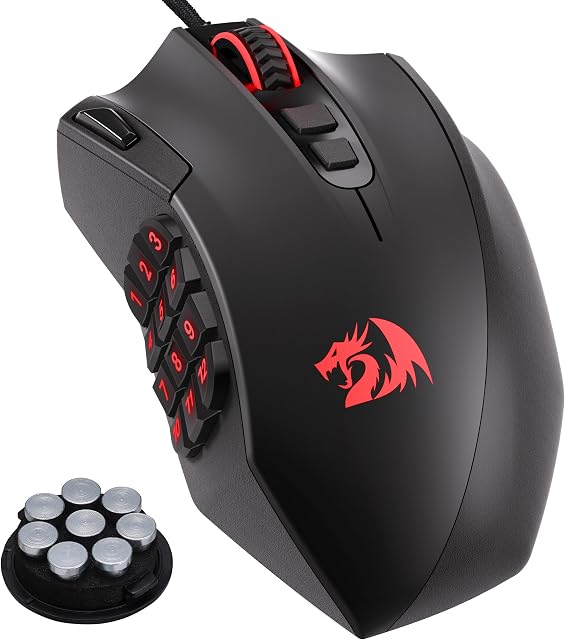 Redragon M921 MMO La souris du jeu 12400 DPI Filaire haute précision RGB Les souris w/18 Boutons programmables, 12 Side Macro Keys, Supports logiciels pour PC portable