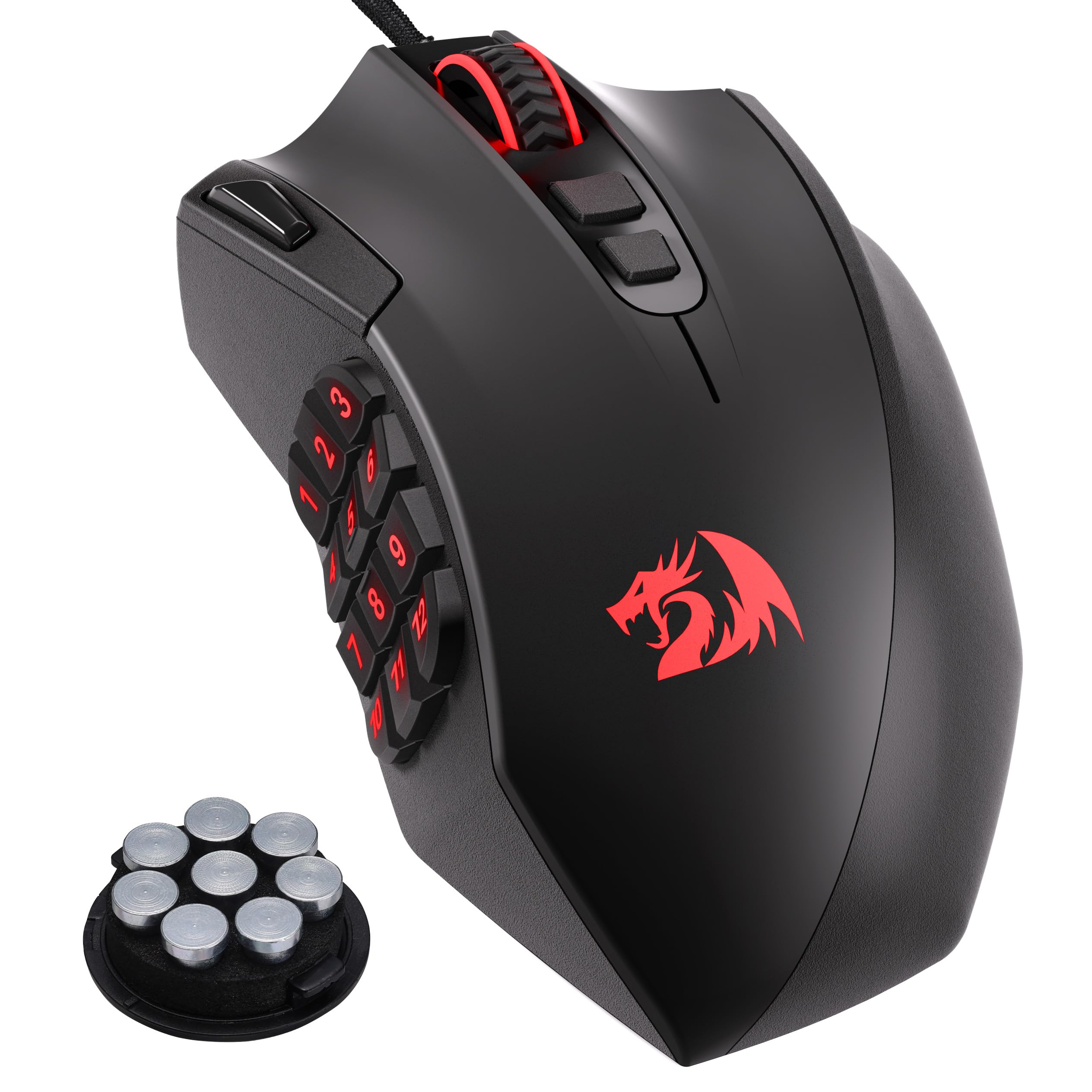 Redragon M921 MMO Gaming Mouse, 12400 DPI High Precision Wired RGB Mice w/18 Programmable Buttons, 12 Side Macro Keys, Software Supports for PC Laptop