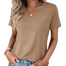 Zeagoo Womens Tops Summer Casual Short Sleeve Tshirts Business Basic Spring V-Neck Shirts Outfits S-3XL