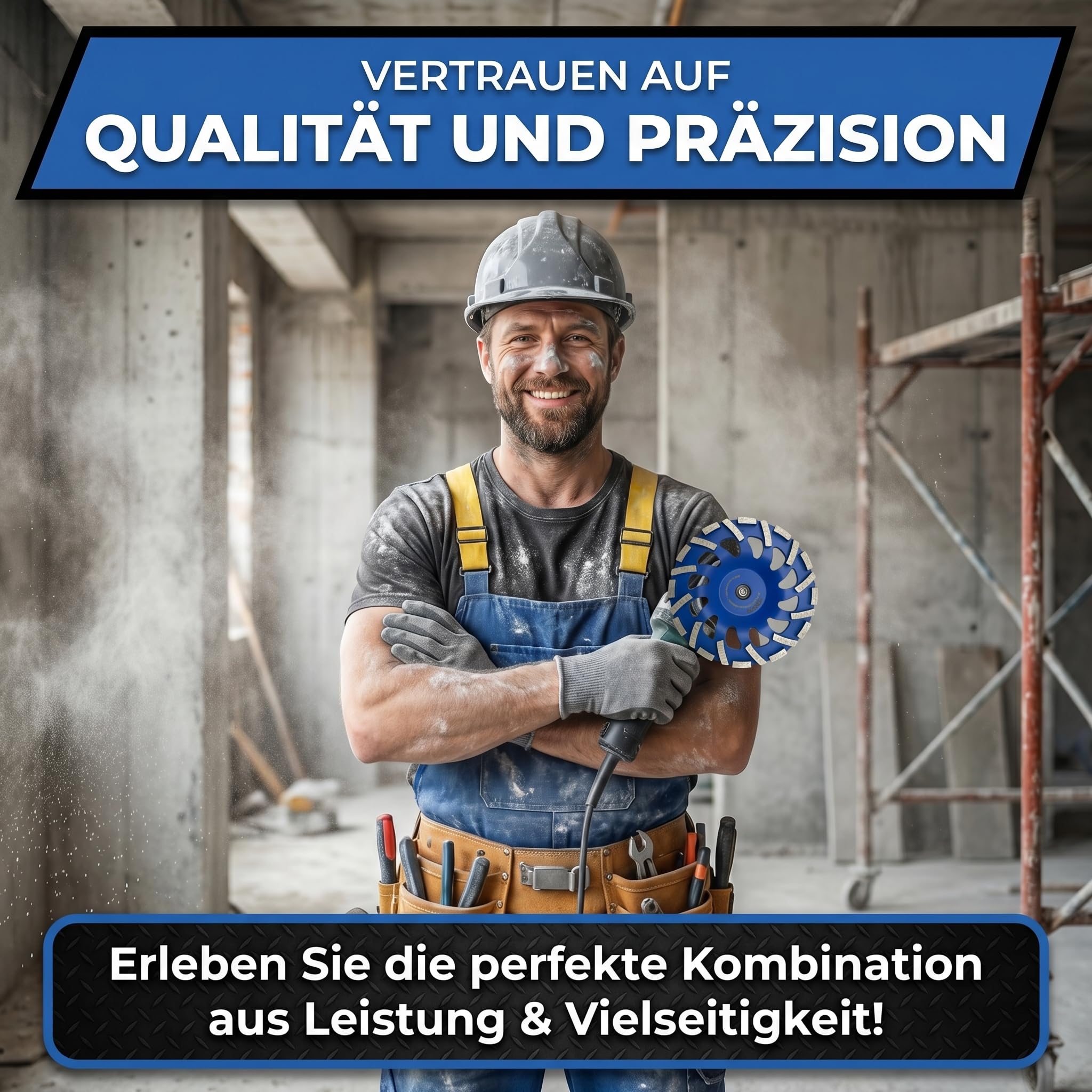 Diamant Schleiftopf 180mm × 22,23mm, Beton Schleifscheibe für Schleifarbeiten mit Beton und harten Baustoffen Granit Naturstein Estrich Putz Marmor (Blau, 180mm)
