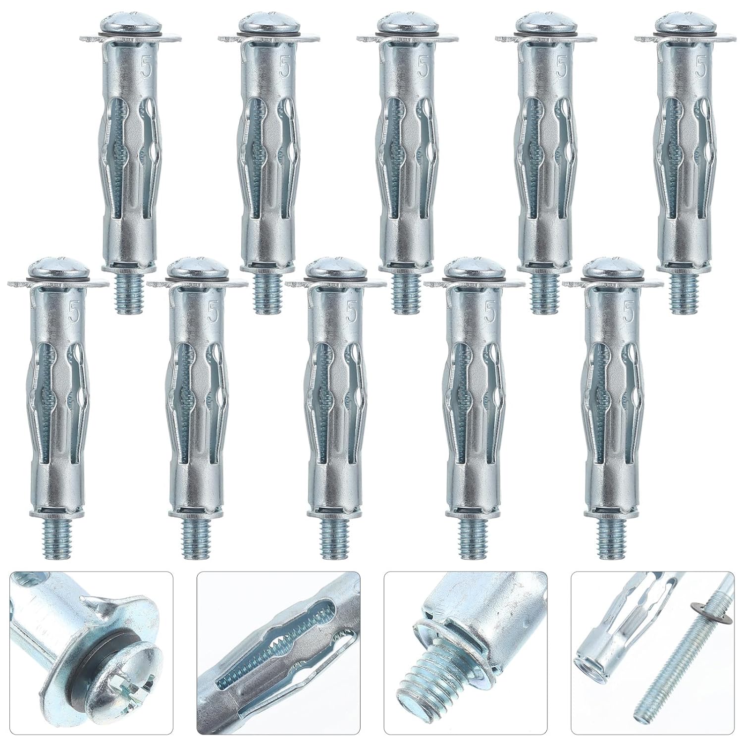 Cabilock 20pcs 5x52mm Hollow Expansion Anchor Bolts for Plasterboard Cavity Wall Fixing Screws Heavy Duty Hollow Wall Anchors for Drywall and Brick Installation