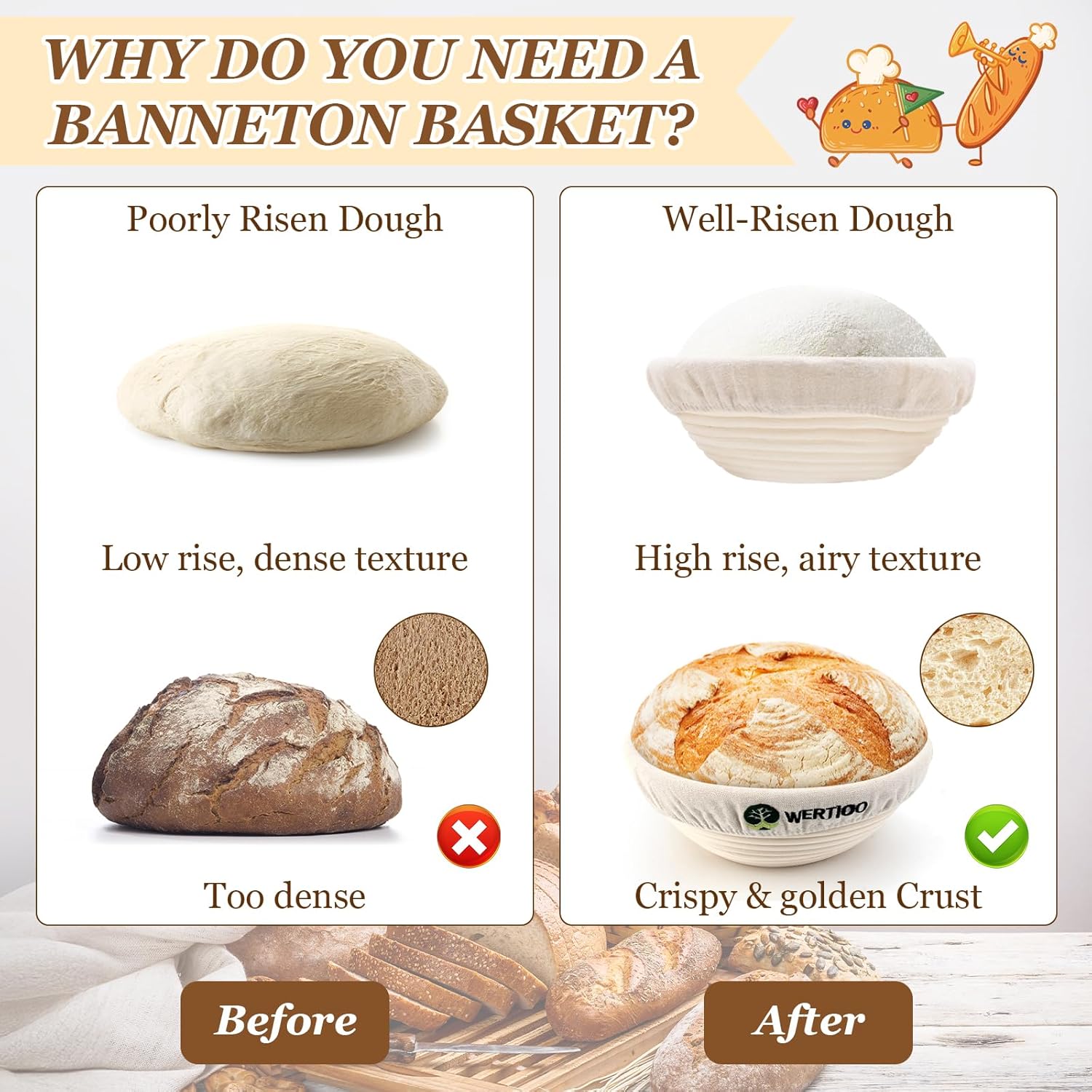 Sourdough Bread Baking Supplies, Sourdough Starter Kit, 2 9 Inch Round Banneton Bread Proofing Basket with 24 Oz Glass Jar, Sour Dough Tools with Danish Dough Whisk & Scraper - Image 2