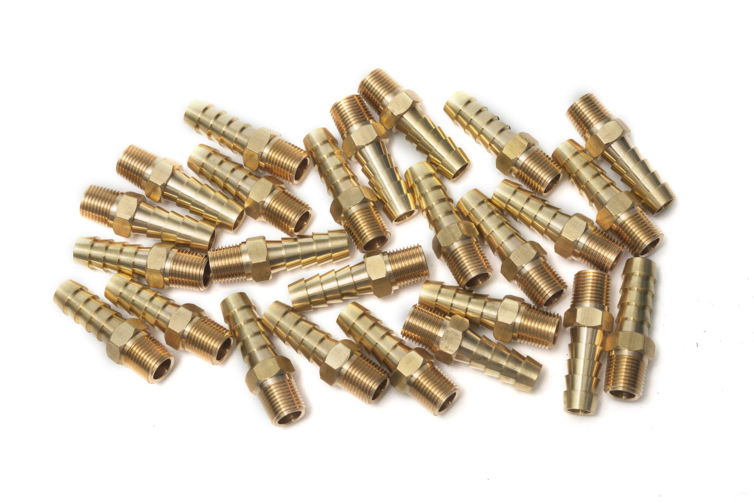 Ltwfitting Men's Pack Of 25 Brass Barbed Fitting Coupler/Connector 1/8-Inch Bspt X 8Mm Hose Barb(Pack Of 25)