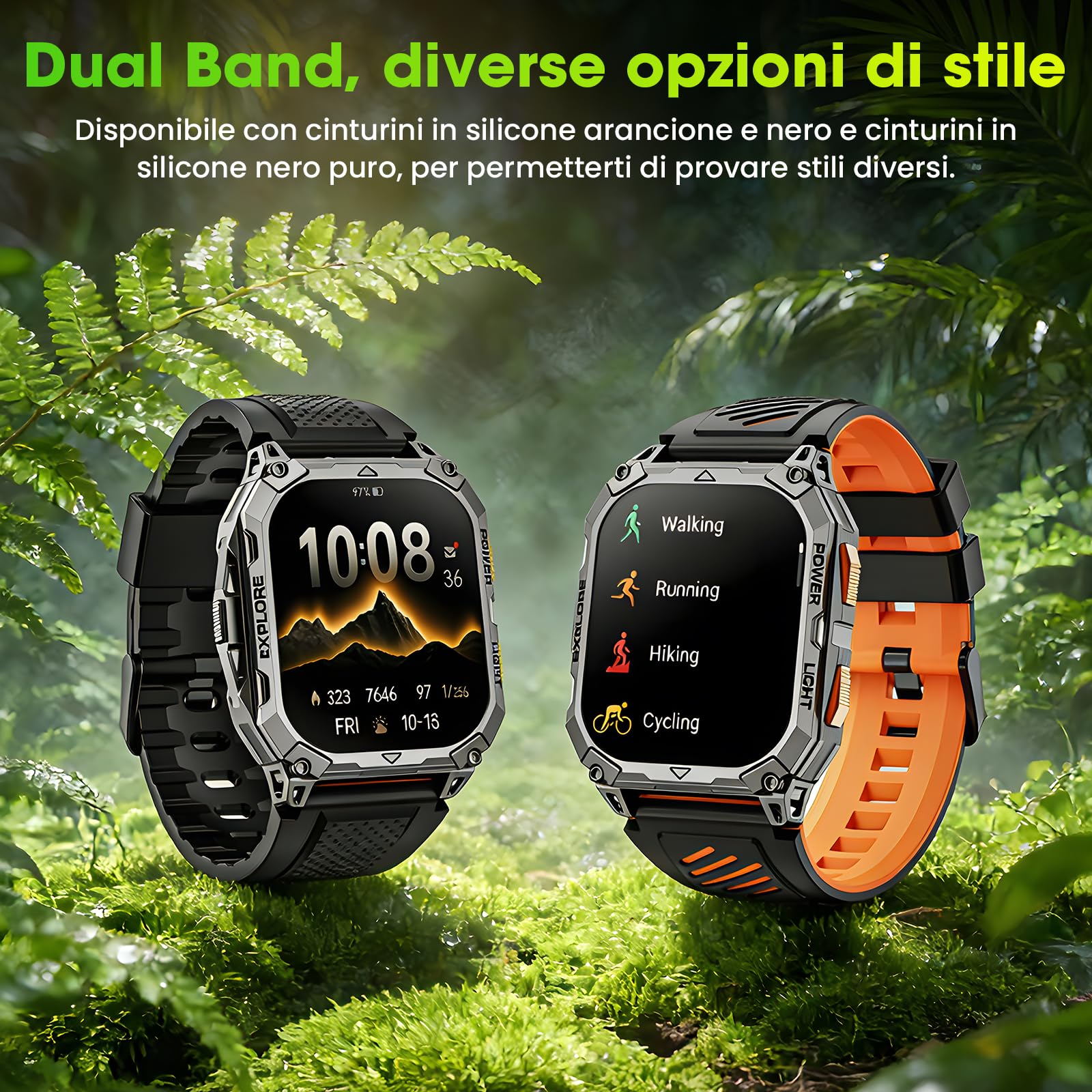 Smartwatch Uomo, 1000mAh(Durata 25 Giorni), 2.01" Orologio Smartwatch Militare con Torcia/Chiamate Bluetooth/Notifiche Messaggi/Frequenza Cardiaca/Sonno/100+ Sportive, Smart Watch per Android iOS