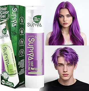 SUPIYA Temporary Hair Styling Color Serum, Purple Hair Dye Color Gel Washable Natural Instant Hair Color Wax for DIY Hairstyle for Kids Men Women(#69)