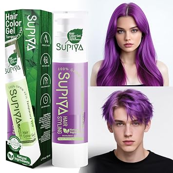Hair Gel Color Purple,Temporary Hair Color Dye Washable Colored Hair Styling Cream with Airless Pump, Women Men Style Gel for Kids, Instant Hair Coloring Gel Dye for HalloweenPurple