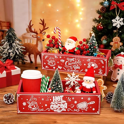 Miniatura 6 de QIKSION 2 unidades de estación de barra de cacao caliente, accesorios organizadores de barra de chocolate caliente de madera, contenedores de barra