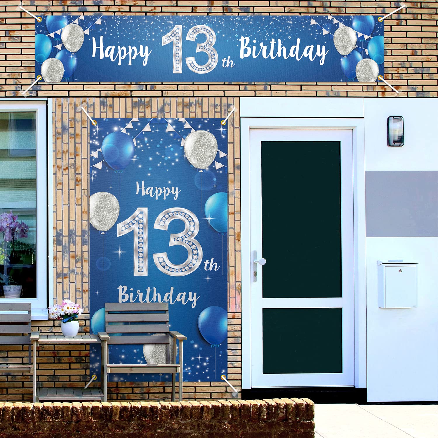 Happy 13th Birthday Door Banner - "Cheers To 13 Years" Gold Front Porch Sign, 70 Inches Tall - View #12