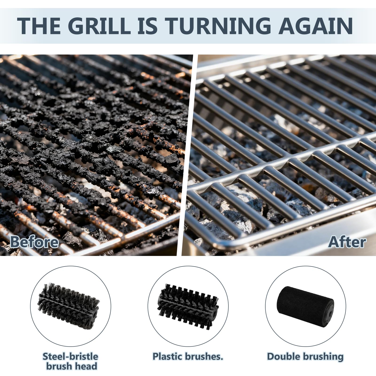 Spazzola elettrica per barbecue, 2 livelli, batteria da 4000 mAh, senza