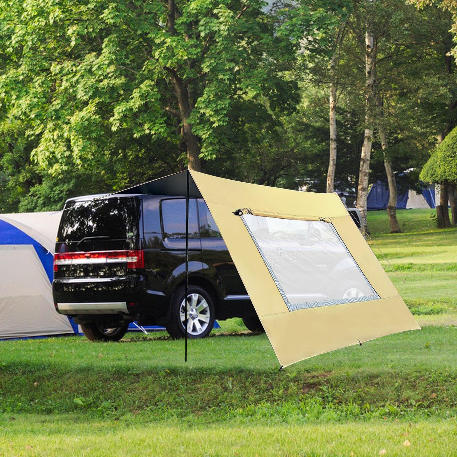 Auto Markise zum Camping Tragbare strapazierfähige Schwerlast-Überdachung | Outdoor Auto-Markise Sonnenschutz Für Lkw Automobil Limousine Pickup Wohnmobil Outdoor Picknick Angeln Wandern