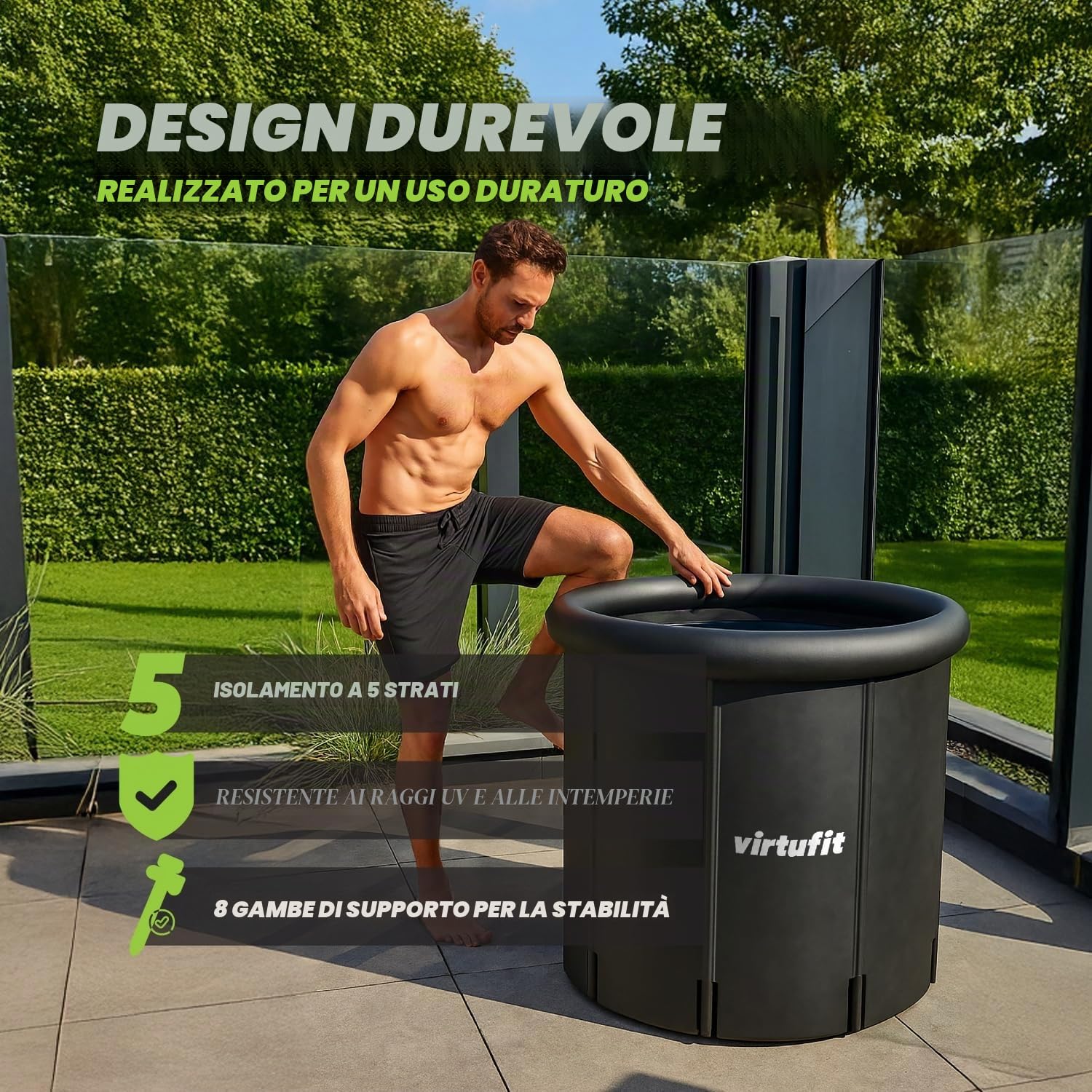 VirtuFit Bagno ghiaccio XXL – 375 litri – Antracite
