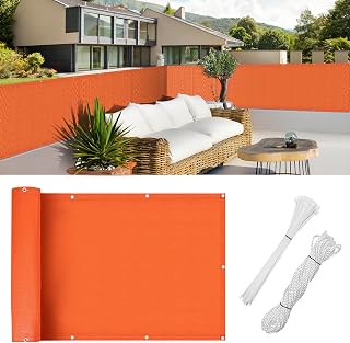 Balcony Privacy Screen,90x500cm Privacy Cover Fence, Deck Privacy Fence Porch Covering Patio Screen Fence for Balcony Verandah Porch Patio Pool Backyard Rails, UV-Proof, Weather-Resistant