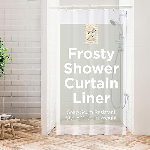 Miniatura 15 de Stitch & Stone Forro de cortina de ducha, Premium ligero duradero impermeable 4g PEVA para baño con imanes con peso, tamaño estándar 70" x 72"