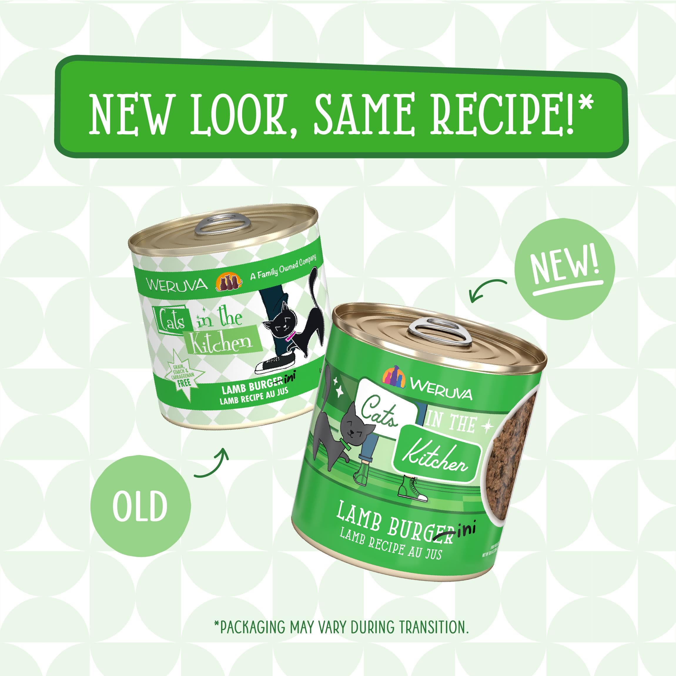 Weruva Cats in the Kitchen, Lamb Burger-ini, cibo umido per gatti, lattina da 283,5 g (confezione da 12)