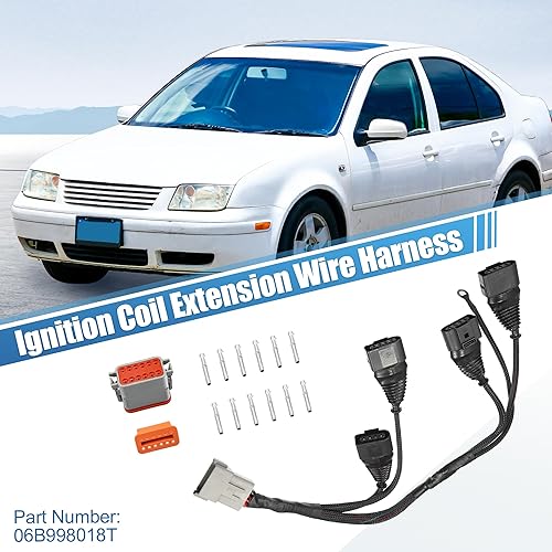 Miniatura 2 de X AUTOHAUX Arnés de cables de bobina de encendido para Audi A4 TT para VW Beetle Golf GTI Jetta Passat 06B998018T Extensión de bobina de encendido