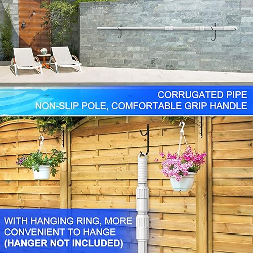 Miniatura 7 de S-Union Poste telescópico grueso de 16.5 pies, poste de limpieza de piscina de aluminio resistente mejorado, longitud ajustable de 6.5 a 16.5 pies,
