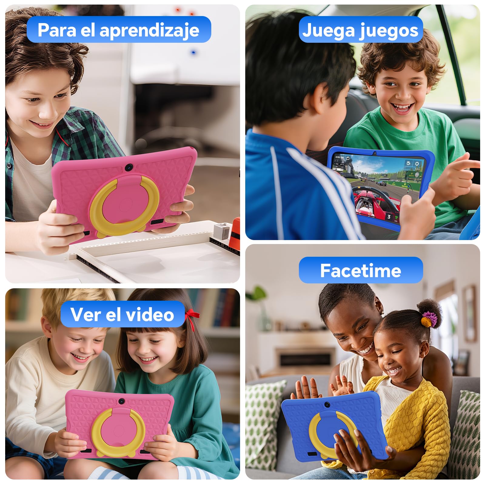DigiLand Tableta para Niños de 10,1 Pulgadas, Tabletas Android 15 con Funda Protectora, 6+32GB,Pantalla IPS 1280*800,Cámara dual 2MP+5MP,6000mAh, Tableta Aprendizaje con Control Parental e iWawa(Azul)
